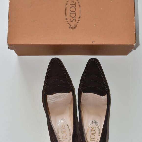 Tod's brown leather loafer pumps with a kitten heel EU 36/US 6 - Picture 2 of 4